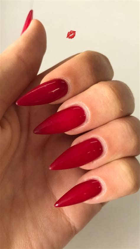 Unha Hot Women Unhas Vermelhas Stiletto Unhas Compridas Unhas Redondas