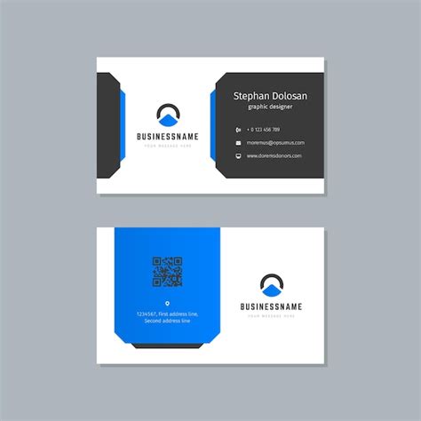 Visitenkarten Design Blaue Und Schwarze Farben Druckvorlage Premium