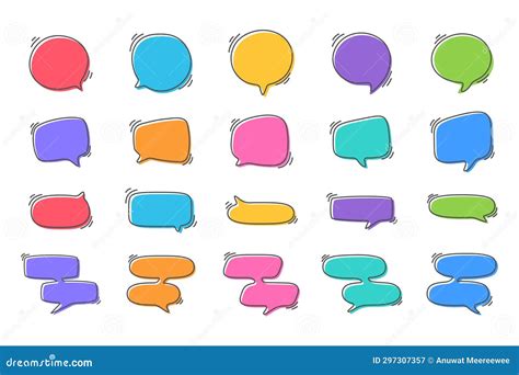 Hand Drawn Text Box Cute Cartoon Style Talking Dialogue Stock Vector