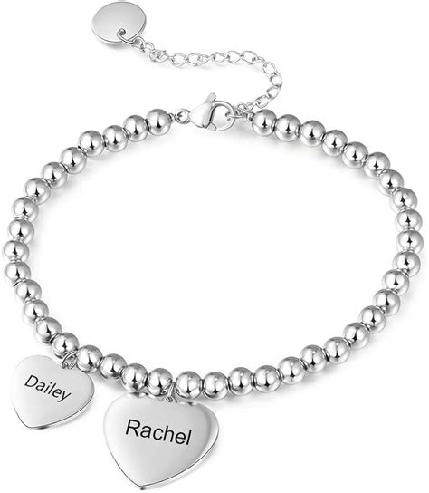 Pulsera de Mujer Personalizada Colgante de Corazón de Acero Inoxidable