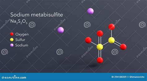 Sodium Metabisulfite Molecule 3d Rendering Flat Molecular Structure