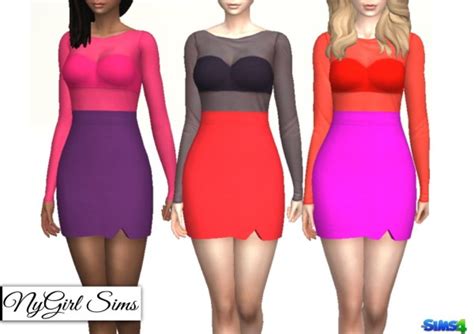 Ny Girl Sims Sheer Top Colorblock Dress • Sims 4 Downloads