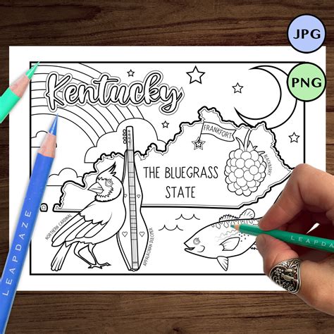 KENTUCKY Coloring Page With State Facts - Printable United States of