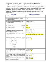 Lessons 7 12 To 7 14 Assignment Degrees Radians ArcLength Area Of