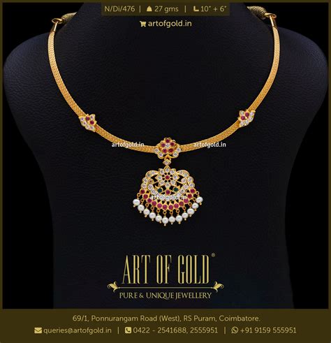 Stone Pathakam Necklace Art Of Gold Jewellery Coimbatore