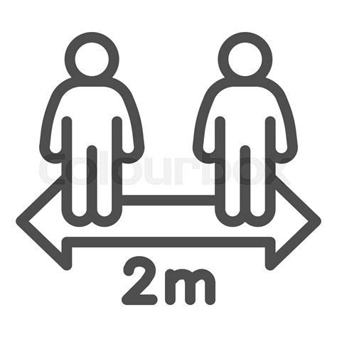 Keep Distance Between People Two Meter Line Icon Social Distancing