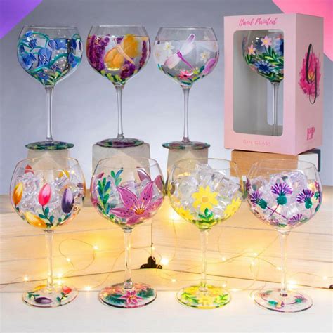 Lynsey Johnstone Hand Painted Gin Glasses Copa Cocktail Balloon Gin Tonic Glass Ebay