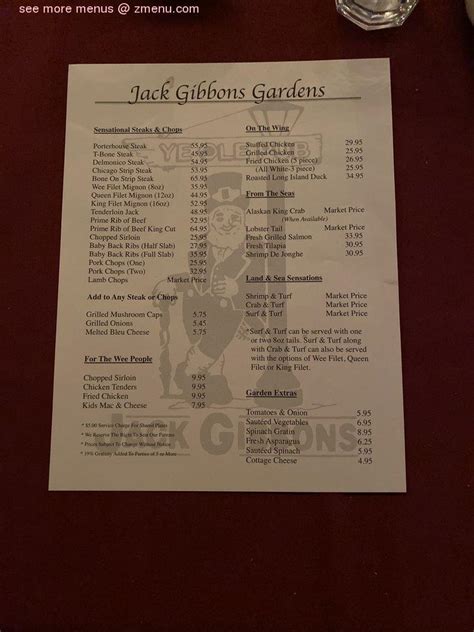 Online Menu of Jack Gibbons Gardens Restaurant, Oak Forest, Illinois ...