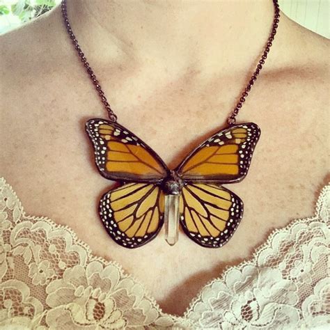 Monarch Butterfly Jewelry Burnt Orange Butterfly Necklace Etsy