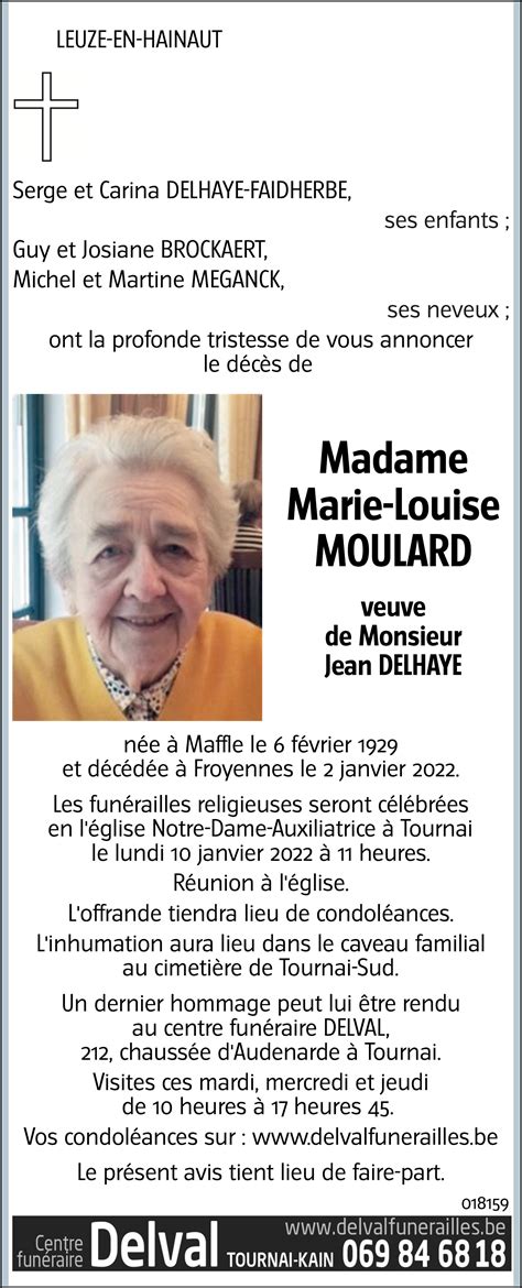 Marie Louise MOULARD 03 01 2022 Avis nécrologique lavenir net