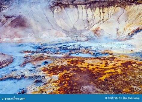 Fumarole Field In Namafjall Iceland Stock Photo Image Of Geology