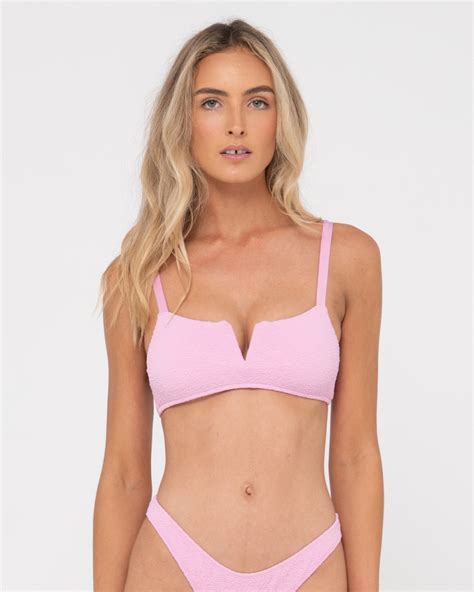 Rusty Sandalwood Bralette Bikini Top Fondant Pink Surfstitch