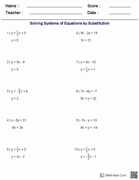 50 Substitution Method Worksheet Answers – Chessmuseum Template Library