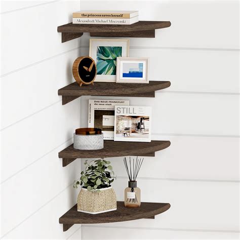 Forbena Floating Corner Shelves For Wall Set Of 4 Small Corner Bookshelf For