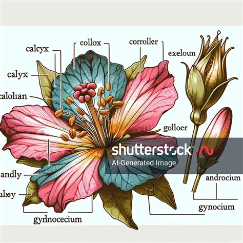 Flower Diagram Labeled Parts Calyx Corolla Ai Generated Image