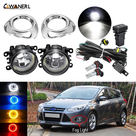 Car Front Bumper Angel Eye Fog Light Assembly Lampshade H11 Led Bulb