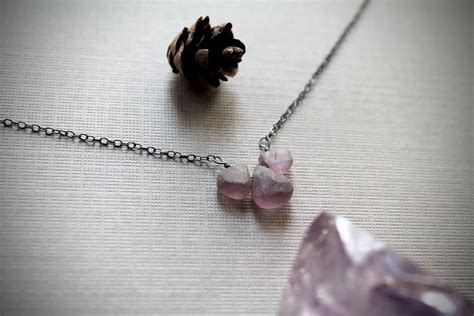 Lilac Tiny Teardrop Amethyst Necklace A Beautiful Matte Finish