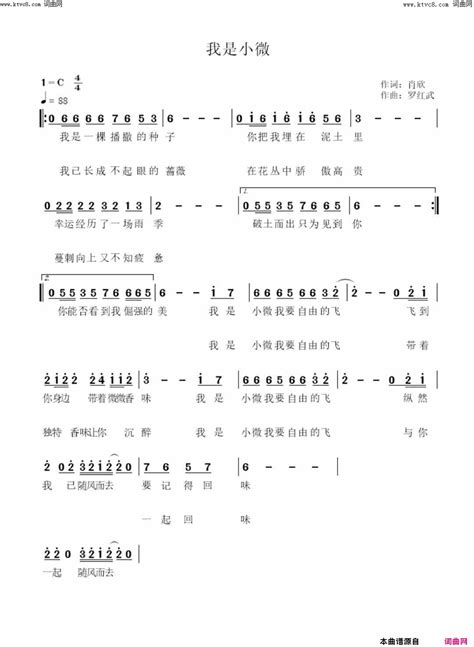 我是小微简谱 罗红武演唱 肖欣罗红武词曲 简谱网