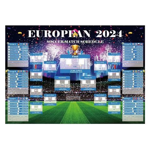 Football Championship Schedule Poster European Cup Wallchart