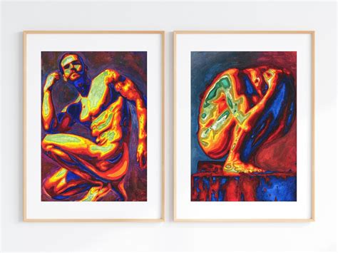Set Of 8 Watercolor Water Queer Artwork Print Nude Male Etsy