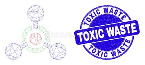 Blue Distress Toxic Waste Stamp And Web Carcass Toxic Nerve Agent Stock