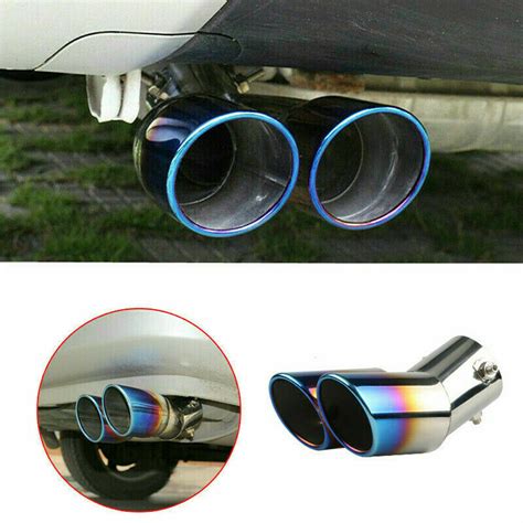 1x Car Rear Dual Exhaust Pipe Tail Muffler Tips Throat Tailpipe Car