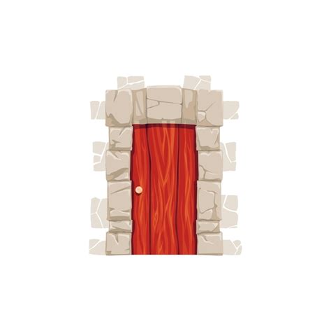 Premium Vector Front Door With Stone Doorway With Stonework Frame