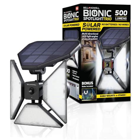 Bell Howell Watt Solar Powered Black Motion Sensor Outdoor Led