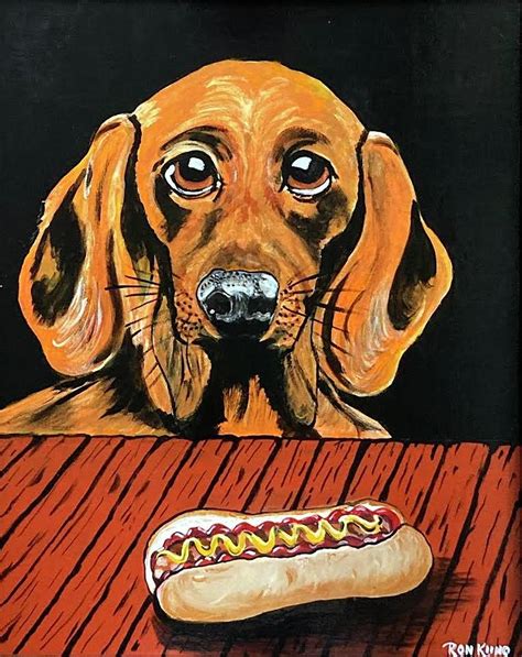 Wiener Dog Painting by Ron Kiino - Pixels