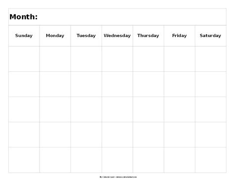 5 Day Template Calendar Blank | Example Calendar Printable