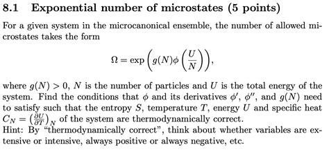 Solved Exponential Number Of Microstates Points For Chegg