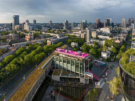 Mvrdv Opens The Podium A Pink Colored Stage Allows To Experience The