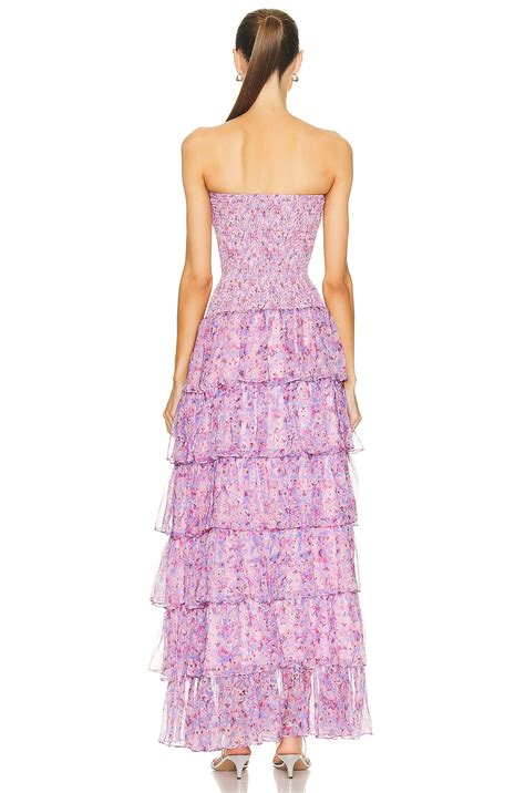 CAROLINE CONSTAS Karina Gown In Periwinkle Spring Blossom FWRD