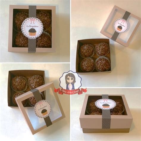 Caixa Quadrada Para 4 Brigadeiros Doces No Elo7 Dedo De Moça Design