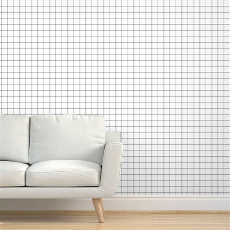 Square Grid Commercial Grade Wallpaper Black and White - Etsy