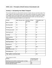 Week 10 Geol Lab Doc GEOL 1111 Principles Of Earth Science