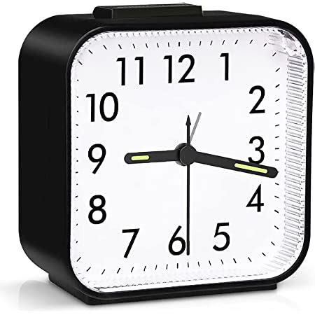 HOPSEM Silent Alarm Clock Battery Powered Non Ticking Bedside Clocks