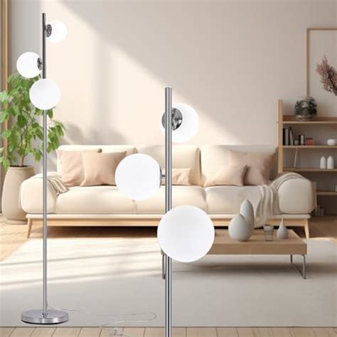 Yolizuot Modern Floor Lamp Led Standing Tall Pole Lamp With Glass