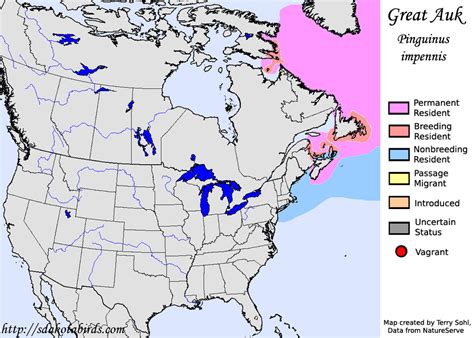 Great Auk - Species Range Map