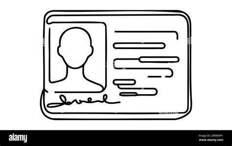 Continuous One Line Drawing Employee Identification Card Illustration Vector Id One Line Card