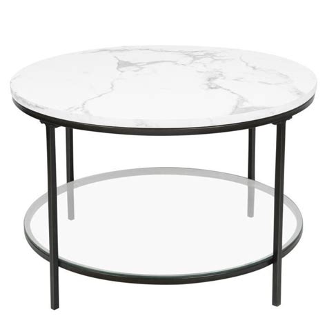 Ohmg Table Basse Table Basse Ronde Double Plateau Bois Marbr