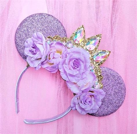 Deluxe Rapunzel Crown Floral Minnie Ear Minnie Mouse Ears Etsy