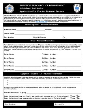 Fillable Online Surfsidebeach Surfside Beach South Carolina Application