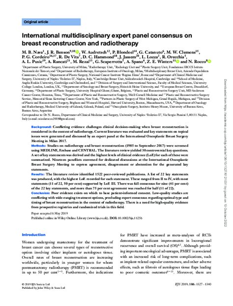 Pdf International Multidisciplinary Expert Panel Consensus On Breast