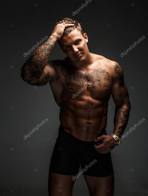 Strong Shirtless Tattooed Man Stock Photo By Fxquadro 85973900