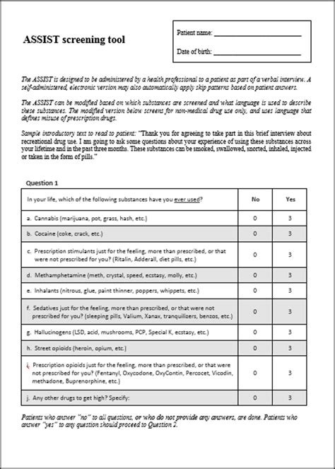 Screening Forms Sbirt Oregon