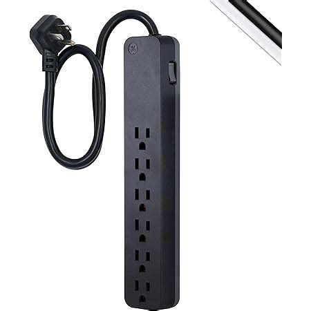 GE Pro 6 Outlet Surge Protector 2 Ft Long Extension Cord Power Strip