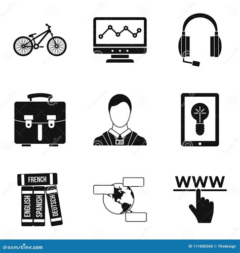 Tech Training Icons Set Simple Style Stock Vector Illustration Of