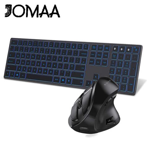 Jomaa Backlit Bluetooth Wireless Keyboard Mouse Combo Slim Rechargeable Multi Device Silent