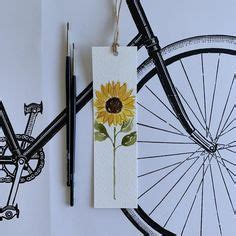 Original Watercolour Bookmark With Sunflowers You Will Receive A